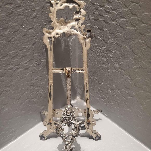 Silver Plate Vintage Riccoco Picture Stand Easel 15" x7" - Picture 3 of 4